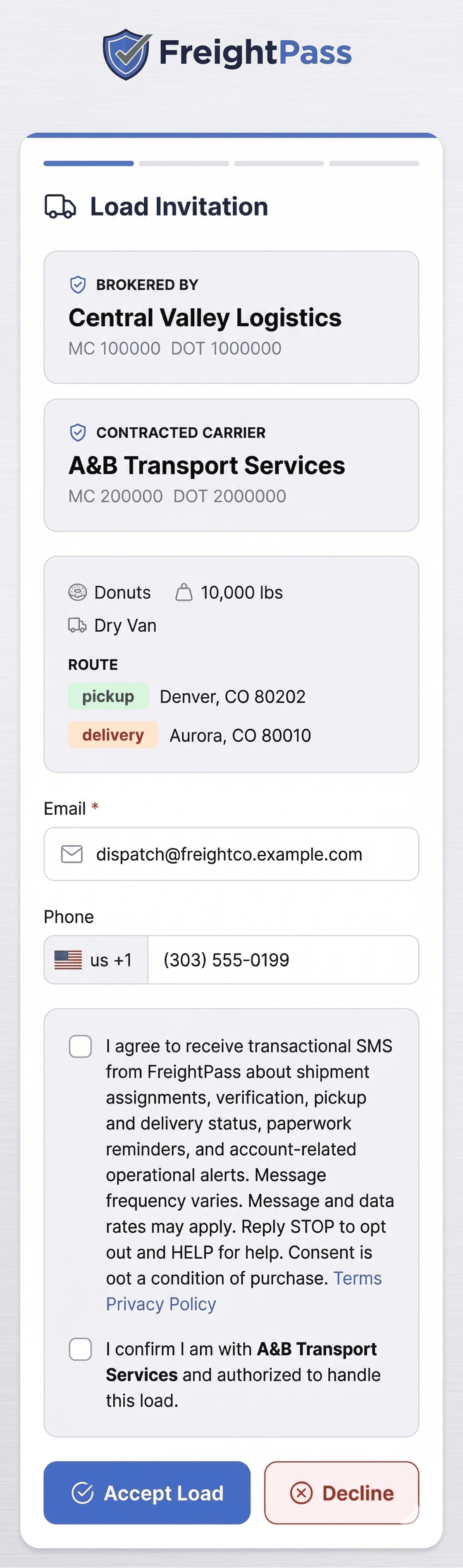 Driver Invite Screen